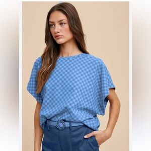 Veveret Blue Checkered Women's Top
